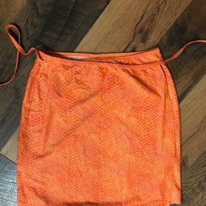 Bebe Orange Snakeskin Wrap Skirt